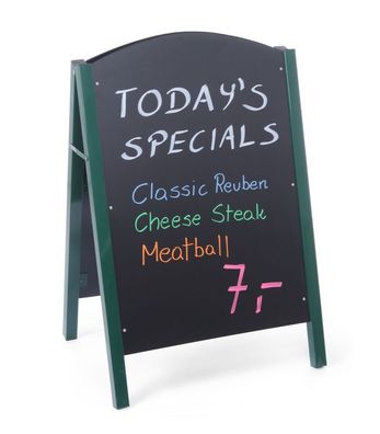 Hendi Kundenstopper Kreidetafel mit grünem Stahlrahmen