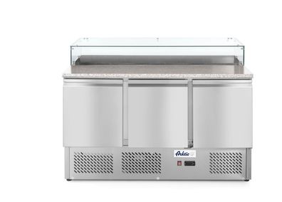 Arktic Pizzatisch mit 3 Türen und Hygieneschutz 1378x702x1155mm