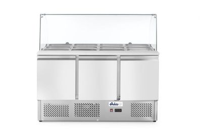 Arktic Saladette mit Hygieneschutz transparent und 3 Türen 3 Böden aus Edelstahl