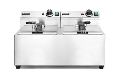 Gastronomie Hendi Fritteuse Profi Line mit 2x8 Liter und 7000W aus Edelstahl