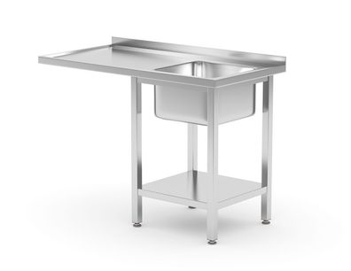 Hendi Spültisch mit Becken links und Grundboden aus Edelstahl 1200x700x850mm