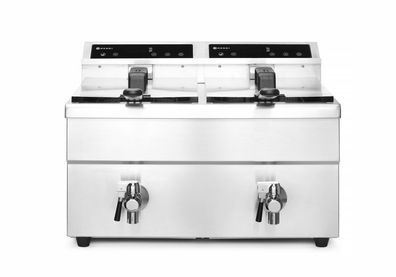 Gastronomie Hendi Fritteuse mit Induktion Ablasshahn und 2x8 Liter digital aus