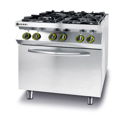 Gastronomie Hendi Gasherd Kitchen Line mit 4 Brenner und Ofen 3000W 800x722x900mm