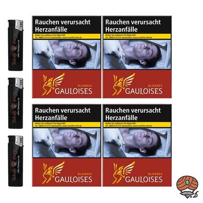Gauloises Blondes Rot XXXL Zigaretten 4x 23 Stück + 3 Feuerzeuge
