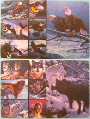 TischSet 3 D Weißkopfseeadler Wolf Platzset 2erSet Platzdeckchen Poster Bilder Tiere