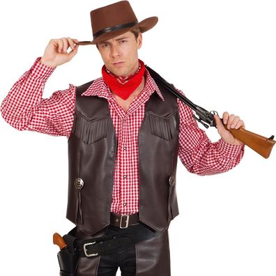 Cowboy Weste braun - Größe: 48/50