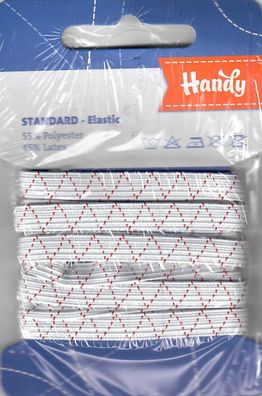 Gummiband weiß, 8mm 3m, Kärtchen HANDY SB "ZACK"