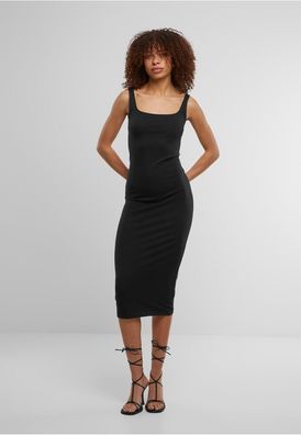 Urban Classics Damen Kleid, knielang Ladies Basic Long Cotton Jersey Dress TB7180