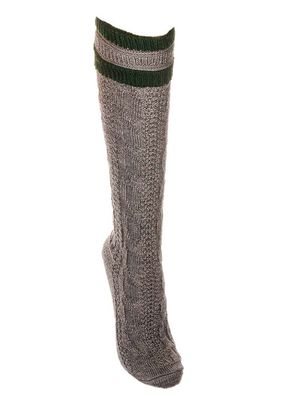 Trachtensocken lang grau-grün - Größe: 39-42
