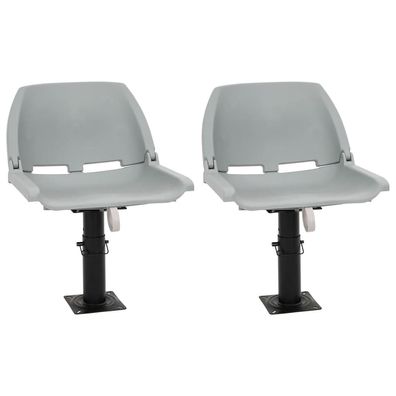 vidaXL 4-tlg. Bootssitz-Set Klappbar Kein Kissen Grau 48x51x41 cm