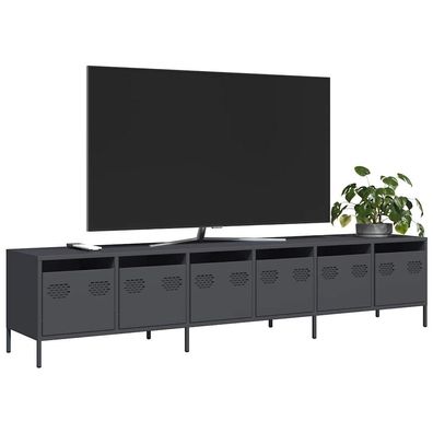 vidaXL TV-Schrank Anthrazit 202x39x43,5 cm Kaltgewalzter Stahl