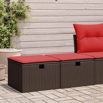 vidaXL 2-tlg. Garten-Sofagarnitur mit Kissen Braun Poly Rattan Akazie