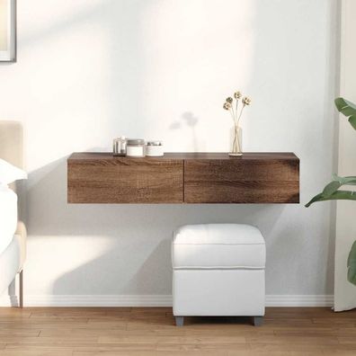 vidaXL Wandregal mit Schubladen Braun Eiche 100x36x19 cm Holzwerkstoff