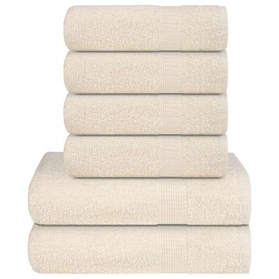 vidaXL 6-tlg. Handtuch-Set Creme 360 g/m² 100% Baumwolle