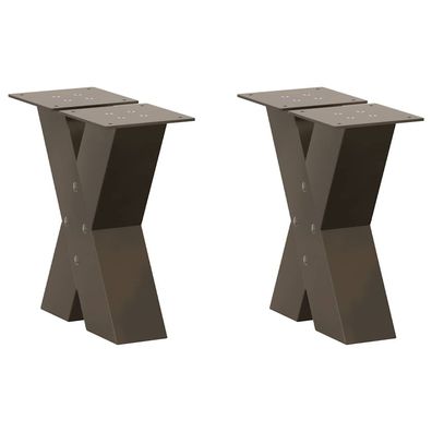 vidaXL Couchtischbeine X-Form 2 Stk. Naturstahl 30x(30-31) cm Stahl