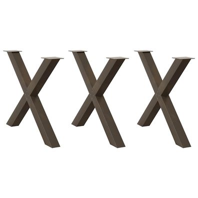 vidaXL Esstischbeine X-Form 3 Stk. Naturstahl 90x(72-73) cm Stahl