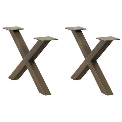 vidaXL Couchtischbeine X-Form 2 Stk. Naturstahl 60x(30-31) cm Stahl