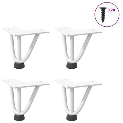 vidaXL Haarnadelbeine für Couchtisch 4 Stk. Weiß 10 cm Massivstahl