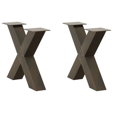 vidaXL Couchtischbeine X-Form 2 Stk. Naturstahl 50x(42-43) cm Stahl