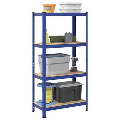 vidaXL Lagerregal mit 4 Böden Blau Stahl & Holzwerkstoff