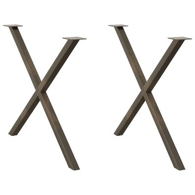 vidaXL Esstischbeine X-Form 2 Stk. Naturstahl 90x(72-73) cm Stahl