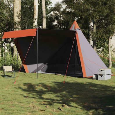 vidaXL Tipi-Familienzelt 6 Personen Grau und Orange Wasserdicht