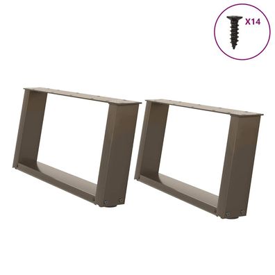 vidaXL Couchtischbeine U-Form 2 Stk. Naturstahl 60x(30-31) cm Stahl