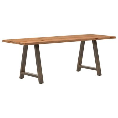 vidaXL Esstisch mit Baumkanten 220x80x74 cm Massivholz Eiche