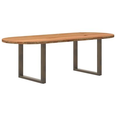 vidaXL Esstisch Hellbraun 240x100x74 cm Massivholz Eiche Oval