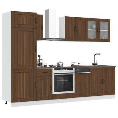 vidaXL 8-tlg. Küchenschrank-Set Lucca Braun Eichen-Optik Holzwerkstoff