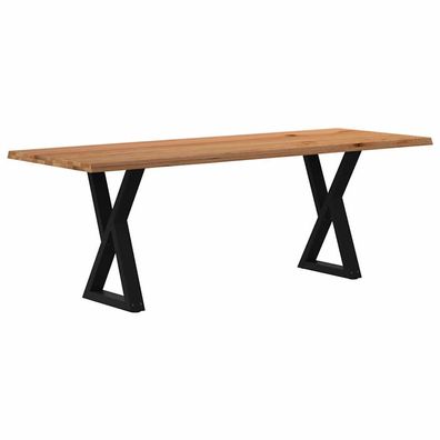 vidaXL Esstisch mit Baumkanten Hellbraun 220x80x74 cm Massivholz Eiche