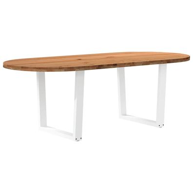 vidaXL Esstisch Hellbraun 220x100x74 cm Massivholz Eiche Oval