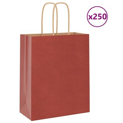 vidaXL Papiertragetaschen 250 Stk. mit Henkeln Rot 18x8x22 cm
