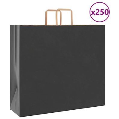 vidaXL Papiertragetaschen 250 Stk. mit Henkeln Schwarz 54x15x49 cm