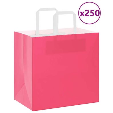 vidaXL Papiertragetaschen 250 Stk. mit Henkeln Rosa 26x17x25 cm