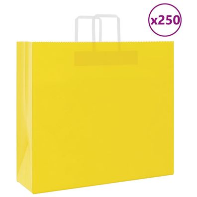 vidaXL Papiertragetaschen 250 Stk. mit Henkeln Gelb 54x15x49 cm