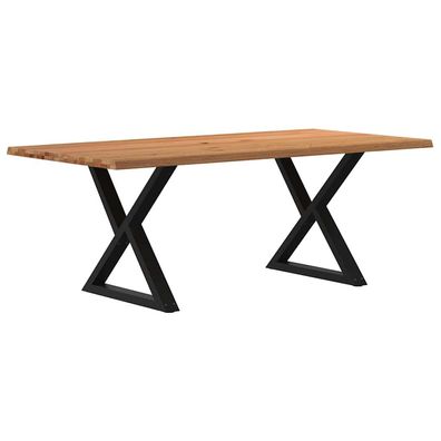 vidaXL Esstisch mit Baumkanten Hellbraun 200x100x74cm Massivholz Eiche