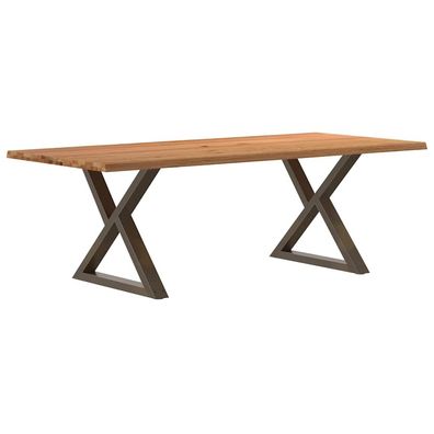 vidaXL Esstisch mit Baumkanten Hellbraun 220x100x74cm Massivholz Eiche