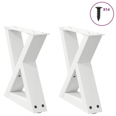 vidaXL Couchtischbeine 2 Stk. Weiß 30x(30-31,3) cm Stahl