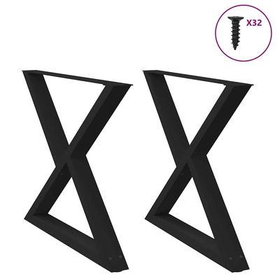 vidaXL Esstisch Beine 2 Stück Schwarz 90x(72-73,3) cm Stahl
