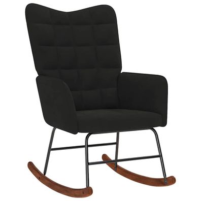 vidaXL Schaukelstuhl Schwarz Samt