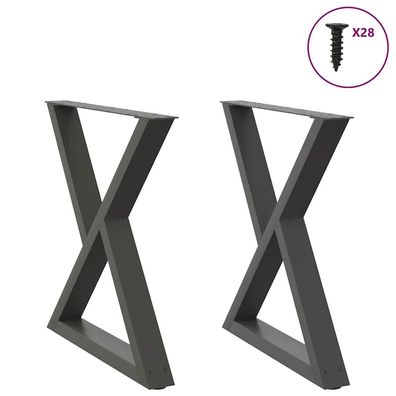 vidaXL Esstisch Beine 2 Stück Anthrazit 80x(72-73,3) cm Stahl