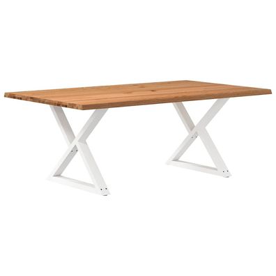 vidaXL Esstisch mit Baumkanten 200x120x74 cm Massivholz Eiche
