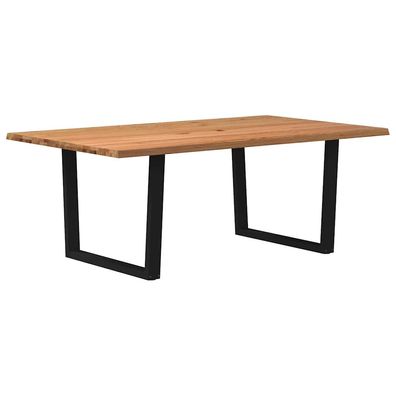 vidaXL Esstisch mit Baumkanten 200x120x74 cm Massivholz Eiche