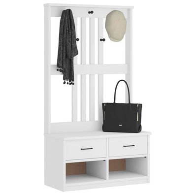 vidaXL Garderobenständer Sandens Weiß 87x40x159,5cm Massivholz Kiefer