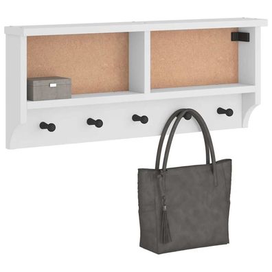 vidaXL Wandgarderobe Sandnes Weiß 87x12x35 cm Massivholz Kiefer