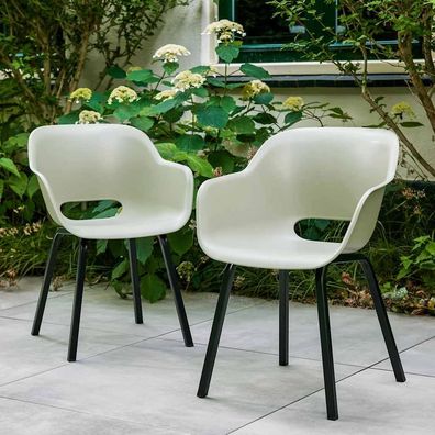 Keter Gartenstuhl mit Metallbeinen Noa 2 Stk. Silber-Salbei