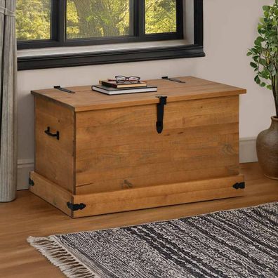 vidaXL Truhe HALDEN 91x48x47 cm Massivholz Kiefer