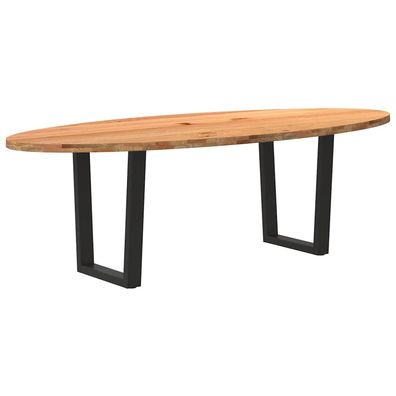 vidaXL Esstisch Hellbraun 240x100x74 cm Massivholz Eiche Oval