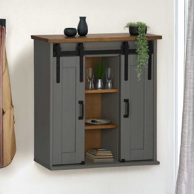 vidaXL Hängeschrank HALDEN 2 Schiebetüren Grau 75x22,5x70 cm Kiefer